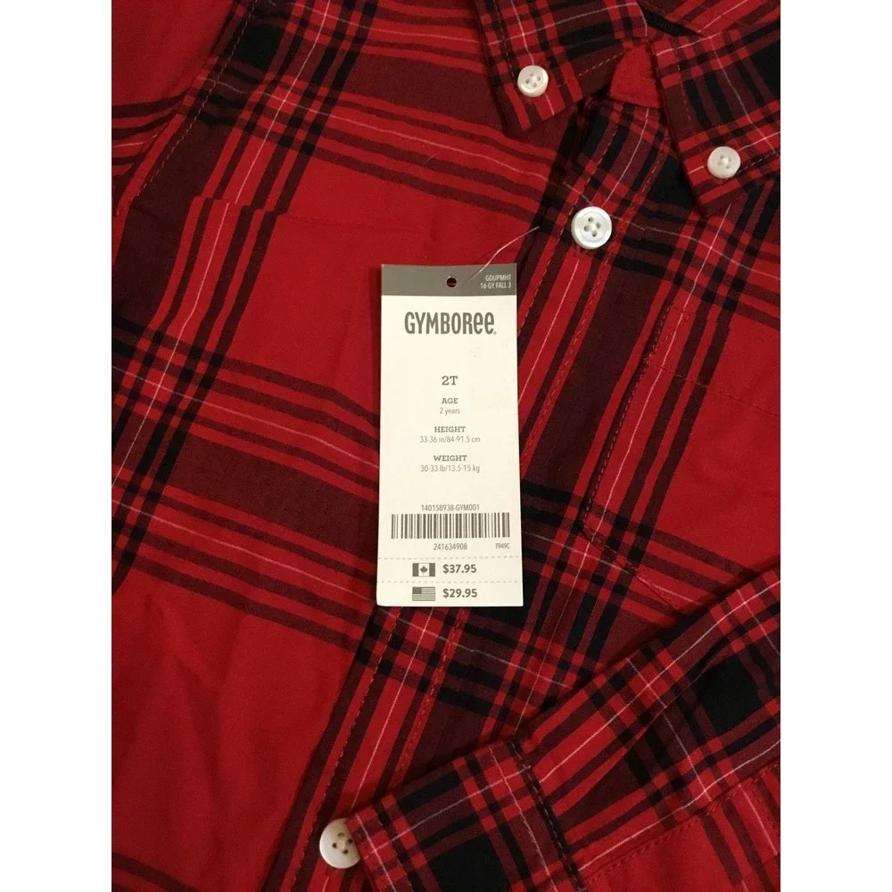 Gymboree Size 2T Red Plaid Shirt NWT